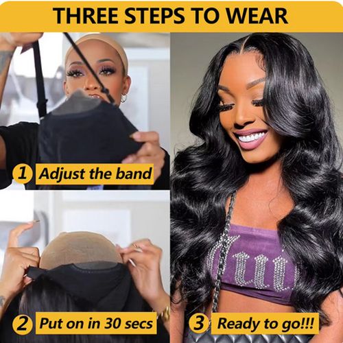 Pre Cut Lace Wig Human Hair Ready to Wear 4x4 Transparen Lace Frontal Wigs Body Wave 4x4 Closure Wigs  Full Lace Wig Human Hair