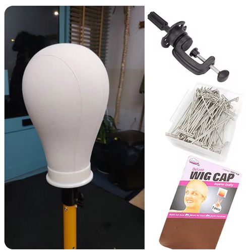 Canvas Wig Head Wig Stand 23inch Mannequin Head for Hairstyling Displaying Making Wig Stand With Head Wig Supports Holder