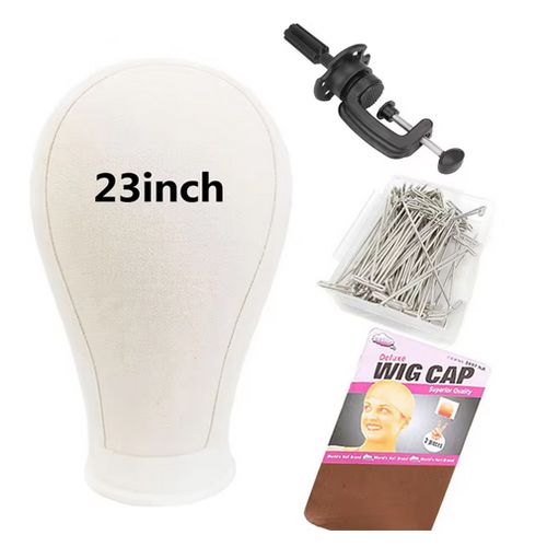 Canvas Wig Head Wig Stand 23inch Mannequin Head for Hairstyling Displaying Making Wig Stand With Head Wig Supports Holder