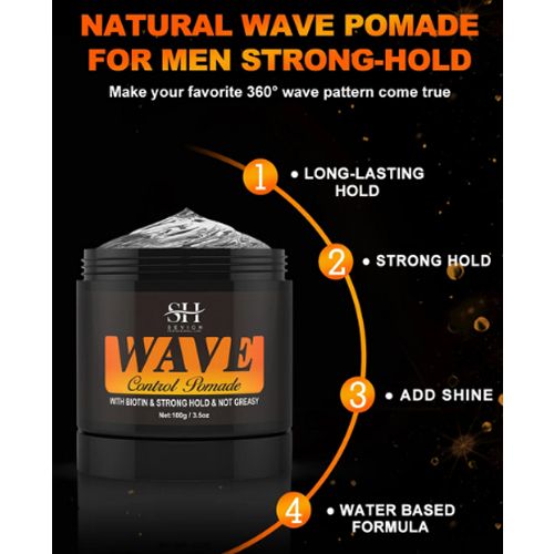 360 Wavy Frizz Control Gel Strong Hold Nourishing Scalp Wave Cream Natural Anti-Hair Loss Clay Hair Pomade for African Black Men
