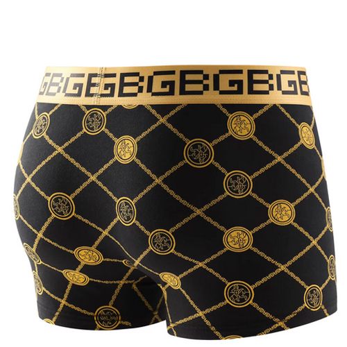 4pcs/multi-style men's underwear, black and gold printed boxer briefs, trendy personality briefs men's comfortable boxers