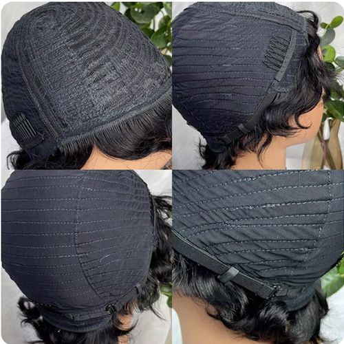 Human Hair Finger Wave Wig Natural Color Human Hair Wig Machine Short Wigs Human Hair Wigs For Women Pixie Cut