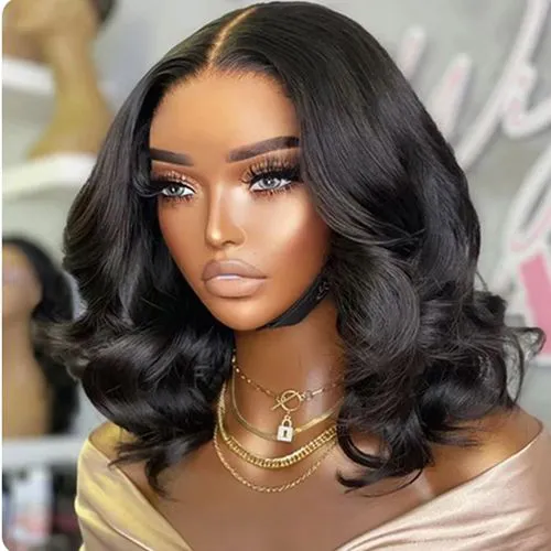 Body Wave Human Hair Short Bob Wigs T Part Lace Front Wig Pre Plucked Brazilian Remy 100% Real Hair