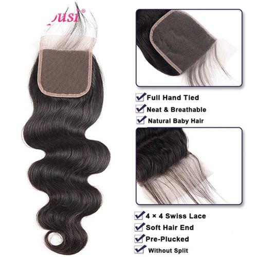Body Wave Bundles With Closure 6+1 PCS Brazilian Human Hair Weave Bundles With Closure Hair Extension Bundles 14+16+18inch (6PCS)