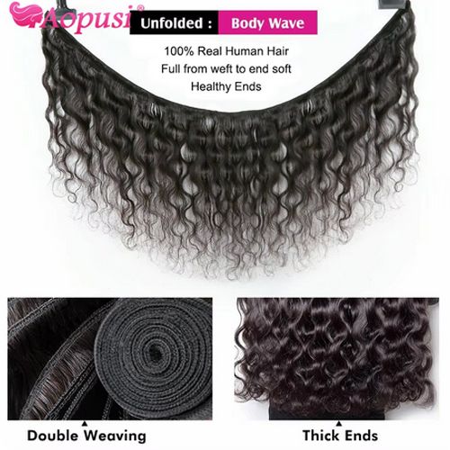 Body Wave Bundles With Closure 6+1 PCS Brazilian Human Hair Weave Bundles With Closure Hair Extension Bundles 14+16+18inch (6PCS)