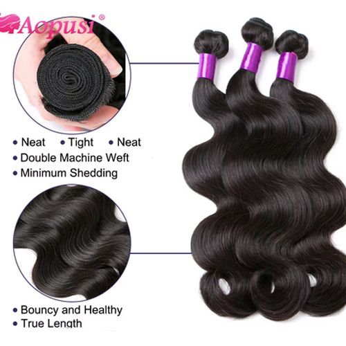 Body Wave Bundles With Closure 6+1 PCS Brazilian Human Hair Weave Bundles With Closure Hair Extension Bundles 14+16+18inch (6PCS)