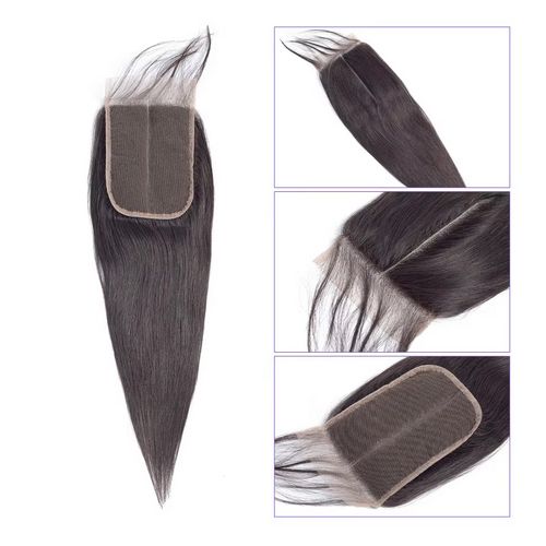 14 16 18 inch Straight Human Hair Bundles With Closure Brazilian Raw Hair Weave Bundles With 4x4 Deep Part Closure and Bundles 6+1PCS in parcel