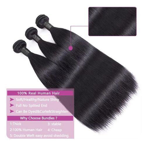 14 16 18 inch Straight Human Hair Bundles With Closure Brazilian Raw Hair Weave Bundles With 4x4 Deep Part Closure and Bundles 6+1PCS in parcel