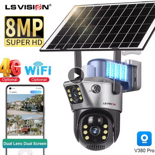 4K 8MP Dual Screen Solar Camera Outdoor Wireless 4G/WiFi PTZ Dual Lens Security Protection Auto Tracking CCTV Cameras