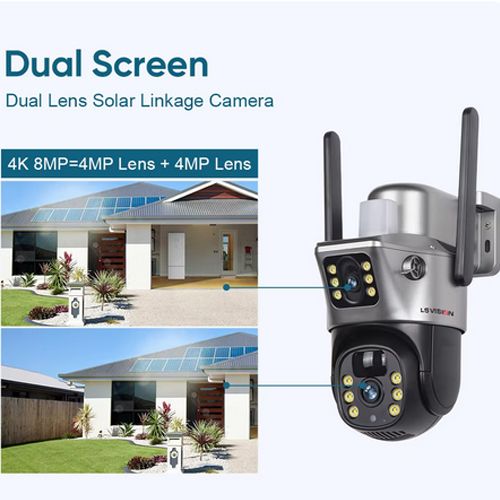 4K 8MP Dual Screen Solar Camera Outdoor Wireless 4G/WiFi PTZ Dual Lens Security Protection Auto Tracking CCTV Cameras