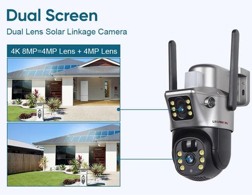 4K 8MP Dual Screen Solar Camera Outdoor Wireless 4G/WiFi PTZ Dual Lens Security Protection Auto Tracking CCTV Cameras