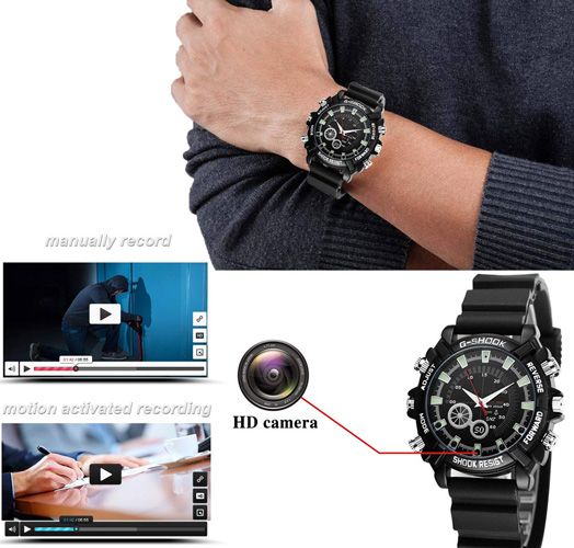 HD 1080P Watch Camera Mini Spy Cameras  Watch1080P Hidden Camera, Built-in 32 GB Memory Card Nanny Cam 10 Mins Taking, Security Camera Portable Camera Night Vision for Indoor Outdoor