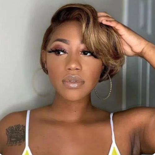 Short Bob Wig Pixie Cut Wig Straight Human Hair Wigs 13x1 Transparent Lace Fronta Wig For Women Highlight Straight Pixie Cut Wig