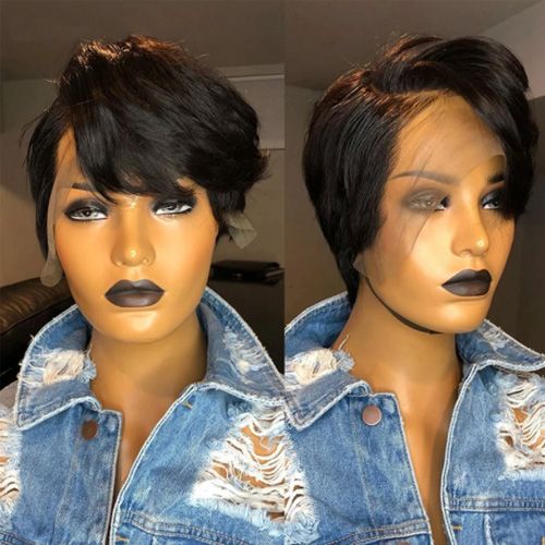 Short Bob Wig Pixie Cut Wig Straight Human Hair Wigs 13x1 Transparent Lace Fronta Wig For Women Highlight Straight Pixie Cut Wig