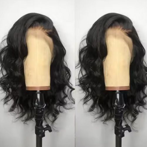 Black Short Body Wave Lace Front Wigs Glueless Natural Wave Synthetic Heat Resistant Fiber Hair Wig With Baby Hair 8 Inch