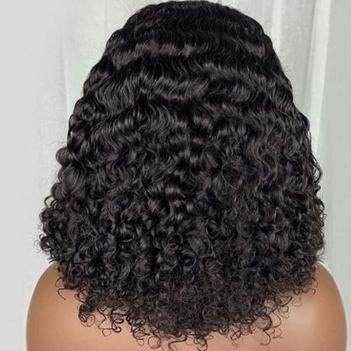 13x4 Short Curly Bob Wig Wet And Wavy Deep Wave Wig 200 Density Malaysian Lace Front Human Hair Wigs For Women Big Closure Wig