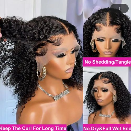 13x4 Short Curly Bob Wig Wet And Wavy Deep Wave Wig 200 Density Malaysian Lace Front Human Hair Wigs For Women Big Closure Wig