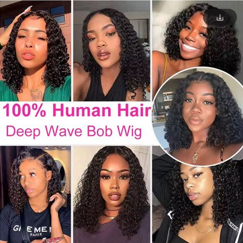 13x4 Short Curly Bob Wig Wet And Wavy Deep Wave Wig 200 Density Malaysian Lace Front Human Hair Wigs For Women Big Closure Wig