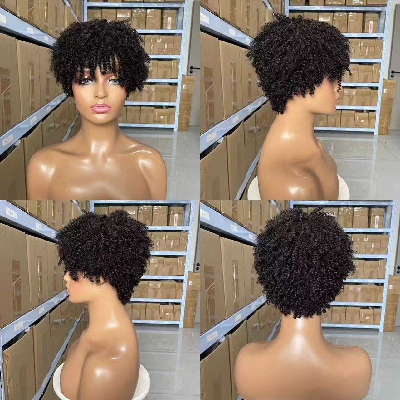 Short Wigs Human Hair Wigs For Women Pixie Cut Human Hair Finger Wave Wig Natural Color Glueless 13x1 Side Part Lace Frontal Wig