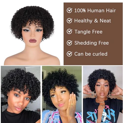 Short Wigs Human Hair Wigs For Women Pixie Cut Human Hair Finger Wave Wig Natural Color Glueless 13x1 Side Part Lace Frontal Wig