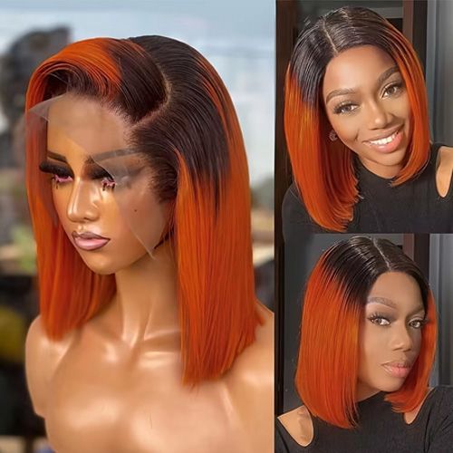 Long Bob Human Hair Wigs 250% Density Super Double Drawn Bone Straight Human Hair Wig for Black Women 13X4 Lace Frontal Glueless