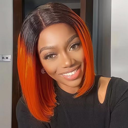 Long Bob Human Hair Wigs 250% Density Super Double Drawn Bone Straight Human Hair Wig for Black Women 13X4 Lace Frontal Glueless