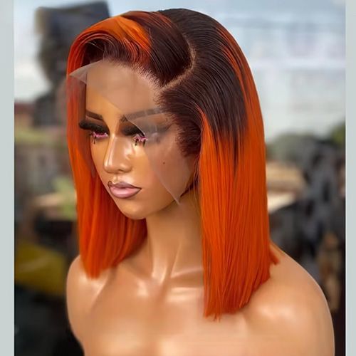 Long Bob Human Hair Wigs 250% Density Super Double Drawn Bone Straight Human Hair Wig for Black Women 13X4 Lace Frontal Glueless