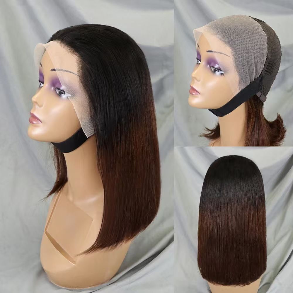 Long Bob Human Hair Wigs 250% Density Super Double Drawn Bone Straight Human Hair Wig for Black Women 13X4 Lace Frontal Glueless