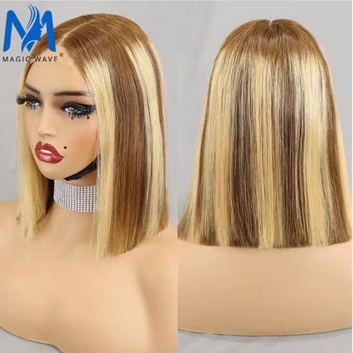 Long Bob Human Hair Wigs 250% Density Super Double Drawn Bone Straight Human Hair Wig for Black Women 13X4 Lace Frontal Glueless