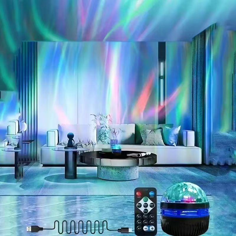 Starry Sky Galaxy Lamp Projector LED Night Light Remote Control Sound Active 5V USB Charging 7 Modes for Kids Room Party Decor