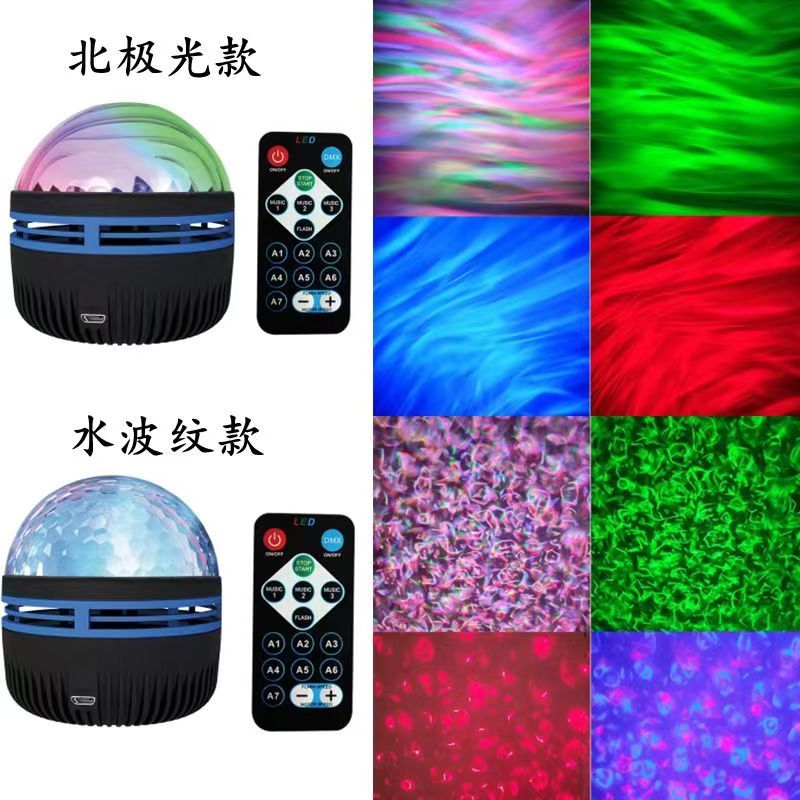 Starry Sky Galaxy Lamp Projector LED Night Light Remote Control Sound Active 5V USB Charging 7 Modes for Kids Room Party Decor