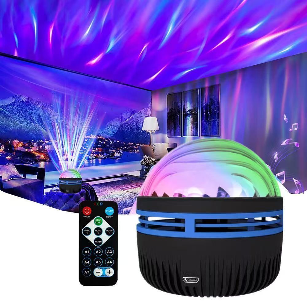 Starry Sky Galaxy Lamp Projector LED Night Light Remote Control Sound Active 5V USB Charging 7 Modes for Kids Room Party Decor