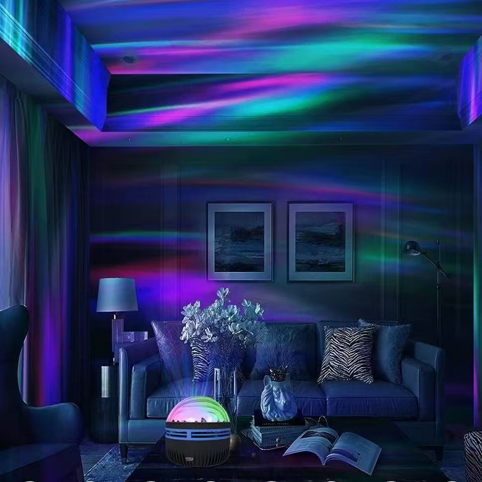 Starry Sky Galaxy Lamp Projector LED Night Light Remote Control Sound Active 5V USB Charging 7 Modes for Kids Room Party Decor