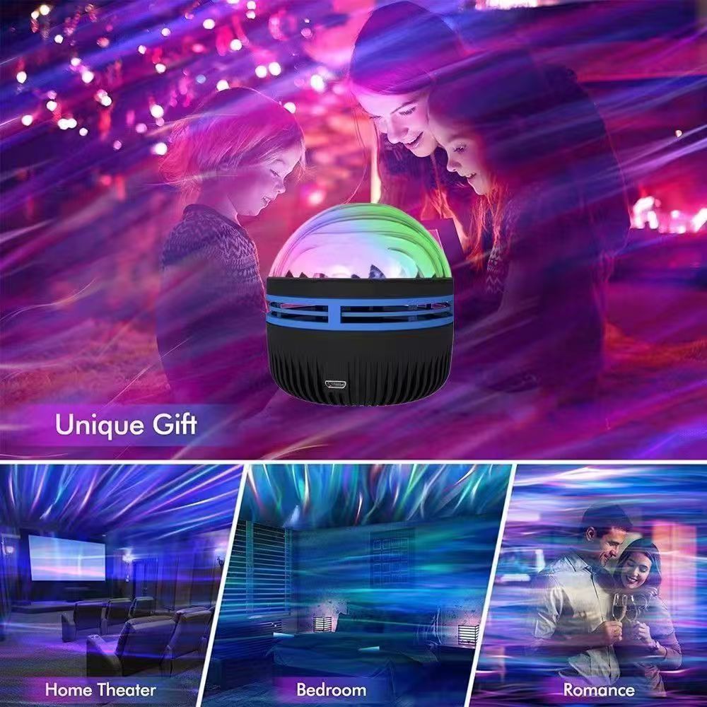 Starry Sky Galaxy Lamp Projector LED Night Light Remote Control Sound Active 5V USB Charging 7 Modes for Kids Room Party Decor