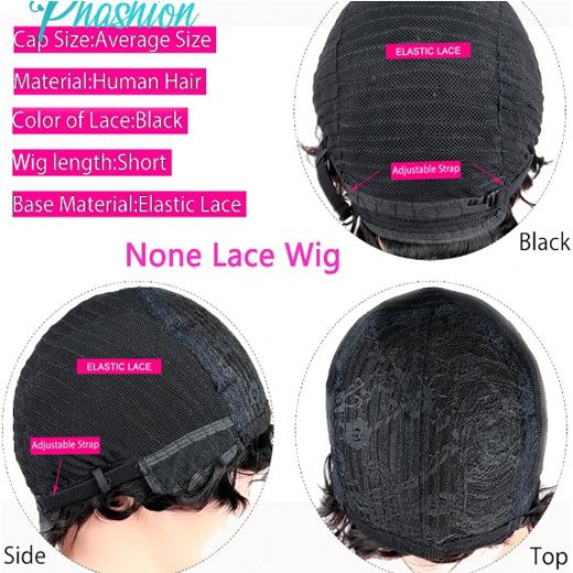 Phashion Pixie Cut Wigs Finger Wave Colored & Natural African Wig For Black Women Short Straight Machine Made None Lace Hair