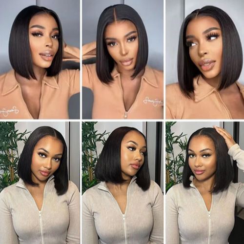 Glueless Wig Human Hair Ready To Wear Good Quality 9A Grade 100% Human Hair Short Bob Wigs For Women Transparent Pre Cut Lace Human Wig Human Hair Wig Bob Wig 13X4 Lace Frontal Wigs