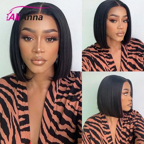 Glueless Wig Human Hair Ready To Wear Good Quality 9A Grade 100% Human Hair Short Bob Wigs For Women Transparent Pre Cut Lace Human Wig Human Hair Wig Bob Wig 13X4 Lace Frontal Wigs