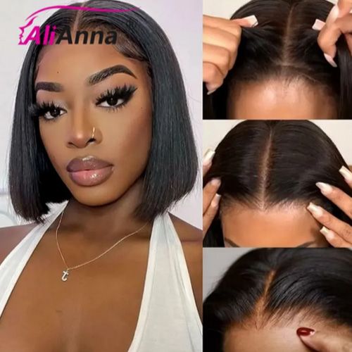 Glueless Wig Human Hair Ready To Wear Good Quality 9A Grade 100% Human Hair Short Bob Wigs For Women Transparent Pre Cut Lace Human Wig Human Hair Wig Bob Wig 13X4 Lace Frontal Wigs