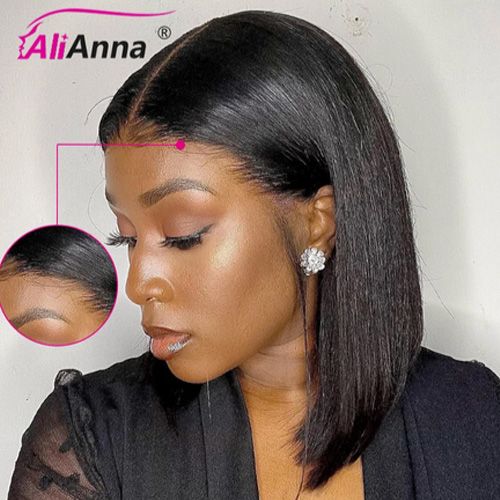 Glueless Wig Human Hair Ready To Wear Good Quality 9A Grade 100% Human Hair Short Bob Wigs For Women Transparent Pre Cut Lace Human Wig Human Hair Wig Bob Wig 13X4 Lace Frontal Wigs