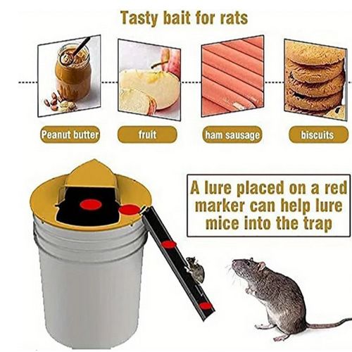 2pcs Bucket Mouse Trap Rat Trap Bucket Auto Reset Flip And Slide Bucket Lid Mouse Trap Indoor Outdoor Garage Mouse Trap Cover
