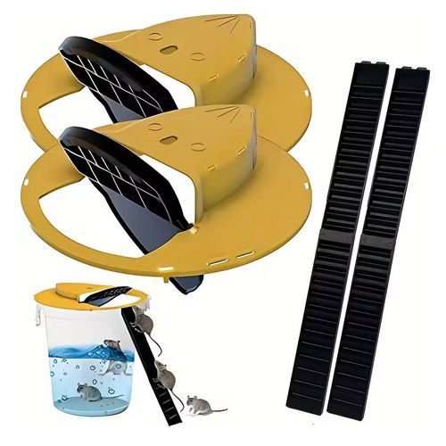 2pcs Bucket Mouse Trap Rat Trap Bucket Auto Reset Flip And Slide Bucket Lid Mouse Trap Indoor Outdoor Garage Mouse Trap Cover
