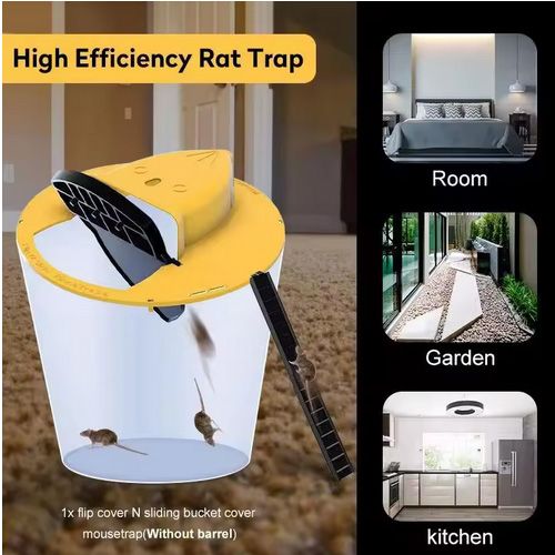 2pcs Bucket Mouse Trap Rat Trap Bucket Auto Reset Flip And Slide Bucket Lid Mouse Trap Indoor Outdoor Garage Mouse Trap Cover