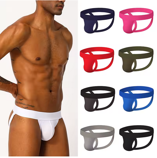 2PCS Sexy Men Underwear Briefs Athletic Jock Strap Supporter Gay Men's Jockstraps Solid 9 Colors M-XXL SIZE Logo Custom Supported