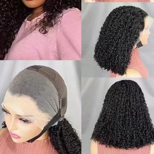 150 %Density Pixie Curly Remy Human Hair Wig 13x4 Transparent Lace Frontal 6ADouble Drawn Burmese Curly Virgin Hair for Women