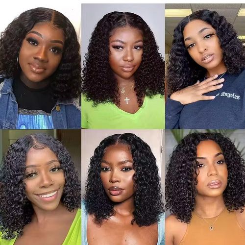Kinky Curly Bob Wig Lace Frontal Human Hair Wigs Pre Plucked Density Brazilian Deep Curly Short Bob 13X4 Lace Closure Wig HD Lace
