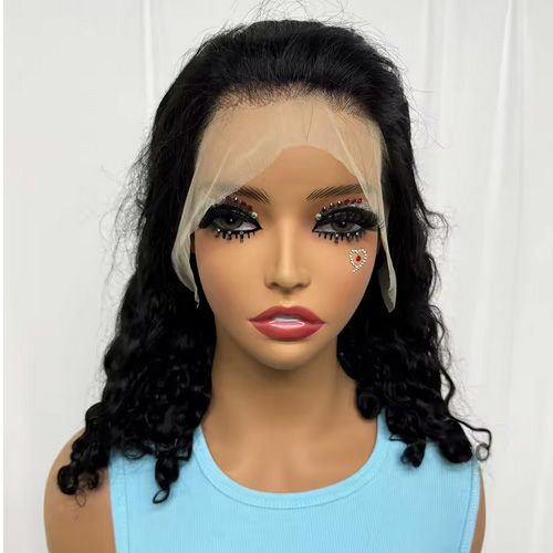 Natural Black Water Wave Bob Human Hair Wigs for Black Women 200% Density 14 16 Inches Short Deep Wave Curly Remy Human Hair Wig
