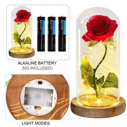 Artificial Flowers Beauty and the Beast Eternal Rose in Glass Cover Valentine's Day Wedding Birthday Decor for Gift