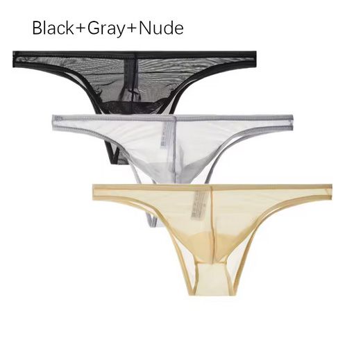 3Pcs/lot Men's Sexy See Through Briefs Mesh Sheer Transparent Seamless Panties Underwear Low-Rise Ultra-Thin Male Underpants