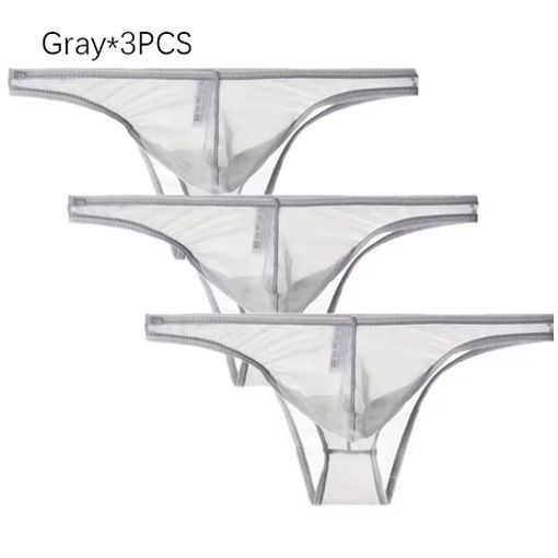 3Pcs/lot Men's Sexy See Through Briefs Mesh Sheer Transparent Seamless Panties Underwear Low-Rise Ultra-Thin Male Underpants