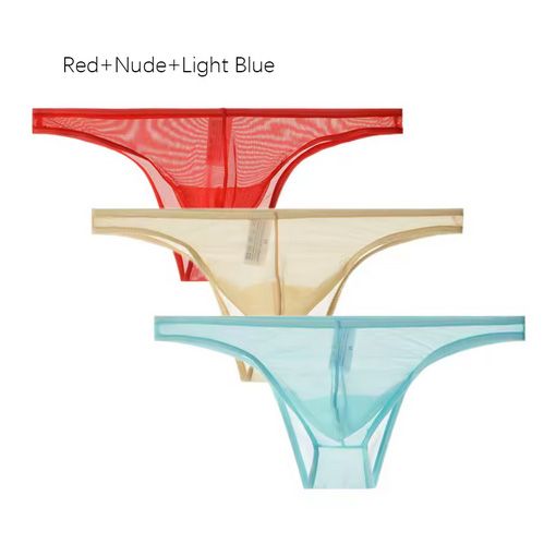 3Pcs/lot Men's Sexy See Through Briefs Mesh Sheer Transparent Seamless Panties Underwear Low-Rise Ultra-Thin Male Underpants